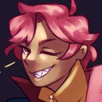 Headshot of Dana, a Druddigon gijinka. Depicted as a tan woman with short, hot pink hair.
