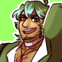 Headshot of Juan, a Gallade gijinka. Depicted as a tan man with dark green hair and red eyes. Sports a short soul patch.