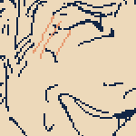 nsfw warning. caled, half naked with only a thong on, his arms bound to his back, with his nipples attached to a pair of clamp chain being held by a disembodied hand. he is cocking his head to the side, cheekily saying, 'hey now...'