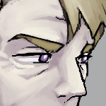 bust of aegislash gijinka caled, with a doodle of modern AU viktor on the side. the image is comparing the complexion of the two, with gijinka caled's complexion looking more pallid due to him being dead