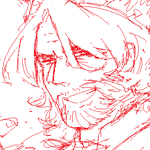 doodle of a bust of Viktor smiling, while holding one hand up while doing a finger heart pose.