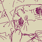 palico karin shyly lying on a bed, while hunter viktor is hovering over her enthusiastically.