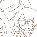 aegislash caled leaning a bit too close over karin from behind as she sits down with a cup of coffee. one of his arms is reaching across her shoulder to grab a pastry from a plate in front of her, deliberately hooking the rest of his fingers on her side. she tells him, 'y'know, the seat in front is empty, right?' to which he replies, 'mmhm.'