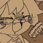 Illustration of Beastren Karin and Pawn Viktor enjoying a large meal in the Stardrop Inn. Karin is about to eat a chunk of meat, while Viktor smiles at her, drink in hand.