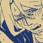 Warning: NSFW. Illustration of VTM AU ! Eilhart hunched over, and (badly) riding dick. He is apologizing to the (unseen) person that he is riding, saying 'S-sorry.'  Text next to him says 'couldn't find an opening to bite and actually had to fuck (he also sucks at it)'.  Eil is not enthusiastic about the situation, and isn't even hard himself.