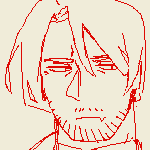 illustration of kindred eilhart wearing a roman collared clerical shirt, and another with the same shirt but with a parka on, and another with the same parka, but with a button-up shirt with the top two buttons unbuttoned, paired with a cross necklace.