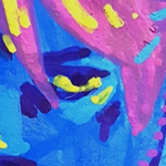 headshot of eilhart in neon colors