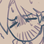 Doodle of VtM AU Eilhart, looking upset after feeding on someone (implied). Text next to him says 'Feels bad about it (...kind of)'.