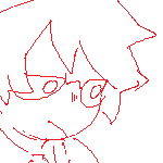 ZA outfit karin. she has her hair in low pigtails, while wearing a beret, a long sleeved button up, a sweatervest, and a pleated skort. she is slouching.