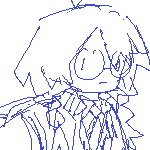 karin wearing a bomber jacket and a school uniform consisting of a dress shirt, a necktie, a sweatervest, a short pleated skirt, kneesocks, and penny loafers.