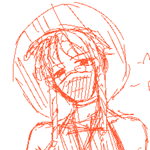 sketches of a woman. first wearing a large circular hat with a cropped turtleneck top, a long skirt, and a face mask. second sketch has the same woman wearing a maxi-length dress with loose, short sleeves, tied with a belt with a circular buckle. in both images she has front locs styled in bangs, with the back of her hair left poofy. she has a scar on the right side of her lip.