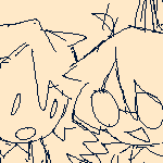 karin and theo as altar boys, with karin showing off a communion wafer she stole earlier to theo. eil is looking at the two of them from afar, suspicious.