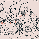 NSFW: viktor, naked, his ankles chained together, sitting in between eil's lap, who is fully clothed and is grazing a riding crop against viktor's balls, his other hand rubbing his cockhead. eil is getting too flustered and distracted. 'c-careful, will ya?' viktor tells him, to which eil grumbles. viktor asks him what's wrong, only for eil to respond 'you're too noisy'. viktor asks him, 'I thought you wanted this?' 'I can't focus!!' 