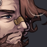 fullbody of rogue trader AU viktor, depicting him with pale skin, blue eyes, and brown hair, one side swept to the side while the other shows a fringe that cascades down the side of his face, hiding a bionic eye from the viewer.  he is wearing a navy overcoat with hanging sleeves and a large mauve lapel, adorned with golden trim. underneath he is wearing a breastplate bearing the aquila, and a doublet of sorts with a large lace collar, and striped mauve pants. he wears an opera-length leather glove on both arms, and matching thigh-high boots.