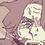 drawing of a fake h-game scenario with vicky, bound and gagged, half-undressed with a few fresh cuts scattered on his chest and thighs. a cursor holding a tazer can be seen, hovering near him while he looks distressed.
