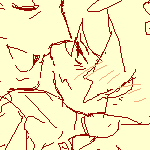 a series of doodles where caled coaxes karin into making out with him