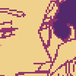 drawing of eil holding daeran in his arms while he's lying on a cushion of sorts, their faces close to each other but not quite touching.