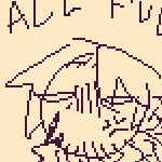 two drawings of kindred eil sucking someone off -- one where he is seen post-blowjob, face and hair covered in cum, while the other party rests their dick on his forehead and hair. eil is gripping his leg, visibly annoyed. the other drawing shows him being shoved down to deepthroat the other person mid-orgasm, with eil shown as having one eye wincing and the other rolling up. a small doodle below shows a chibi eil walking away with a bloodied axe, with the text, 'all full!', implying that he ate the other guy (literally)