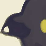 chibi bird eil, depicted as a stylized white necked raven