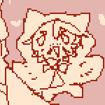 eil with floppy bunny ears, lying down, clinging onto a giant stuffed toy carrot. he looks extremely flustered. plushie viktor can be seen hanging out near his tail, while plushie theo, standing near his face, looks at him with confusion and concern.