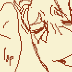doodle of viktor, eil, and karin drinking. viktor is waving around a dildo, jokingly asking eil if he wants to see him (viktor) deepthroat the thing, while eil, who is in the middle of getting a stick from a box of cigarettes, recoils in disgust. he tells viktor 'what the hell? no. where'd you get that, anyway?!'. karin is looking at viktor at the side, spilling some of her drink at viktor's sudden proposition.