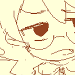 karin, drawn significantly younger (wearing a jumperskirt-type uniform with a short-poofy shirt), threatening to call the cops on viktor for...something.