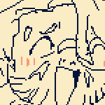 drawing of rogue trader viktor pining heinrix down on a desk, pushing one of the interrogator's thighs up while he partially covers his face with a free hand