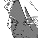 Gift art from dono-cho. Bust illustration of Eil, wearing a clerical shirt and a rosary.